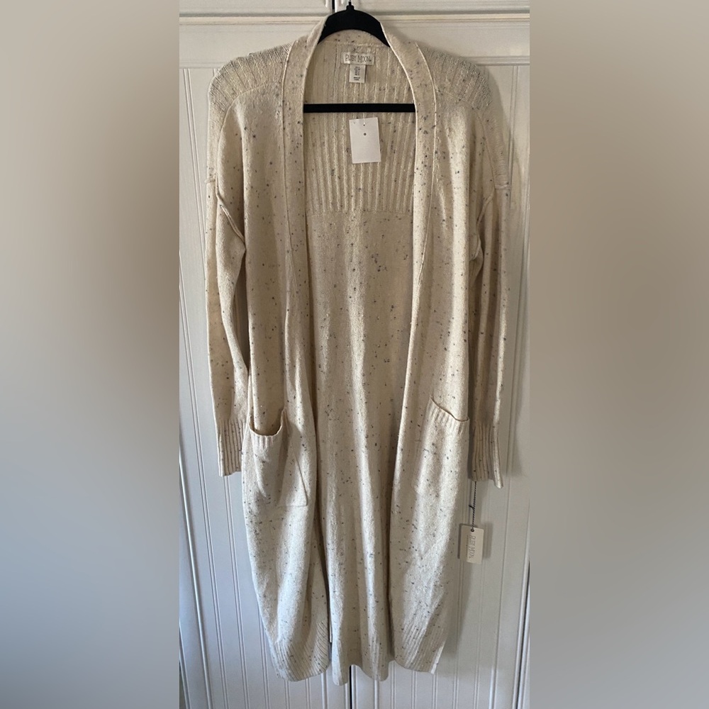 Ruby Moon Long Cream Knit Cardigan